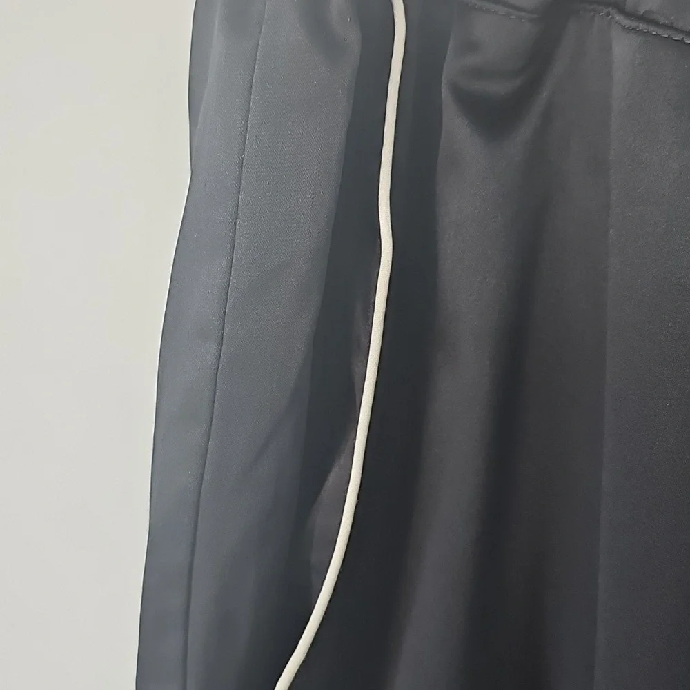 Express Satiny Loungewear Pajama‎ Pants w Drawstring Waist Front Pockets Black